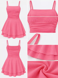 Ruched Spaghetti Strap Layered Mini Dress 101001361310686 33 Women's Dress Gifts for Her Jerry's Apparel 