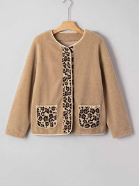 Casual Leopard Print Accent Plush Jacket with Pockets 100100351543106 61 Affordable Fashion Under $100 Jerry's Apparel 