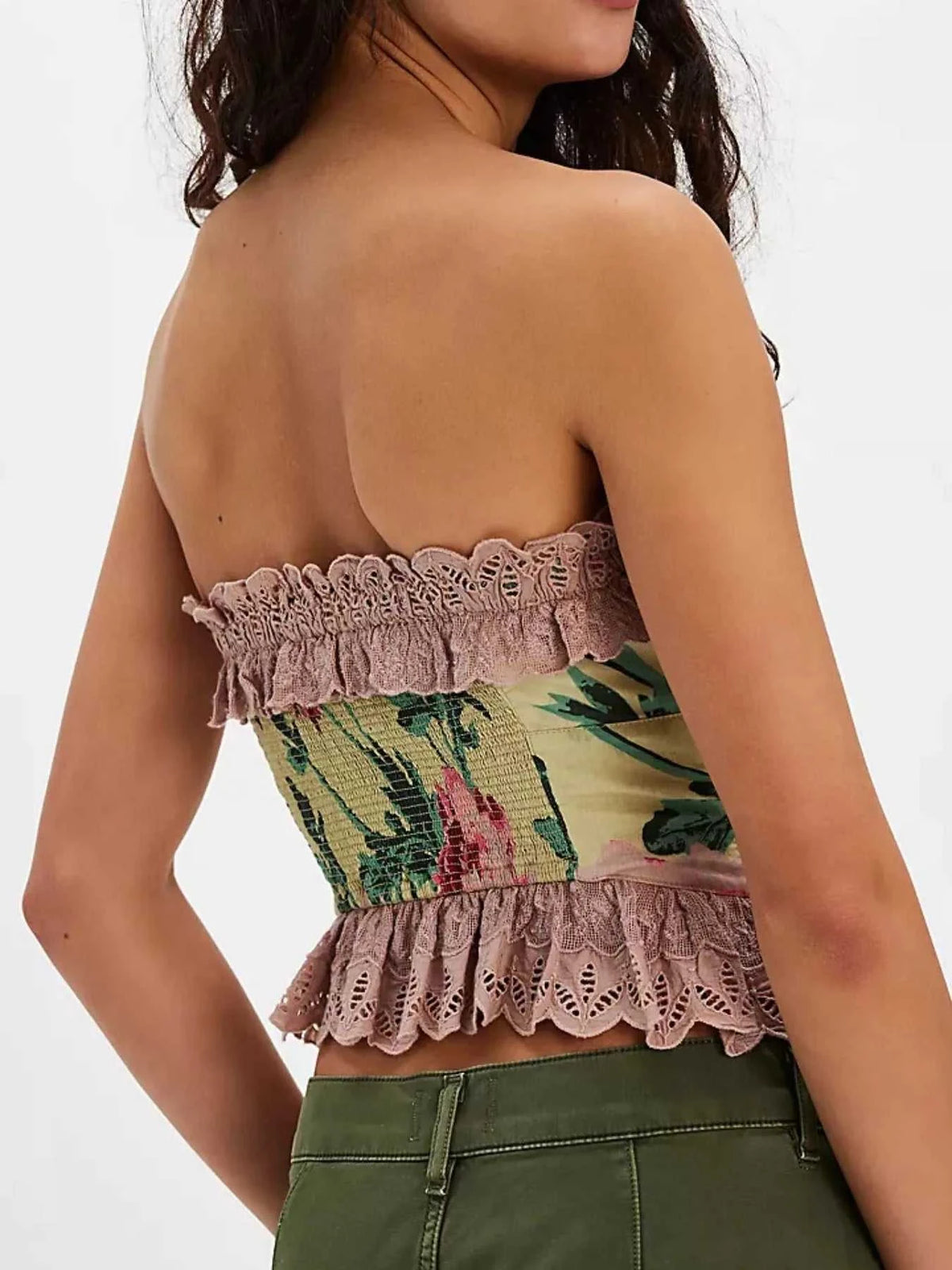 Floral Print Lace Trim Tube Top 100100364241616 35 Affordable Fashion Under $100 Jerry's Apparel 