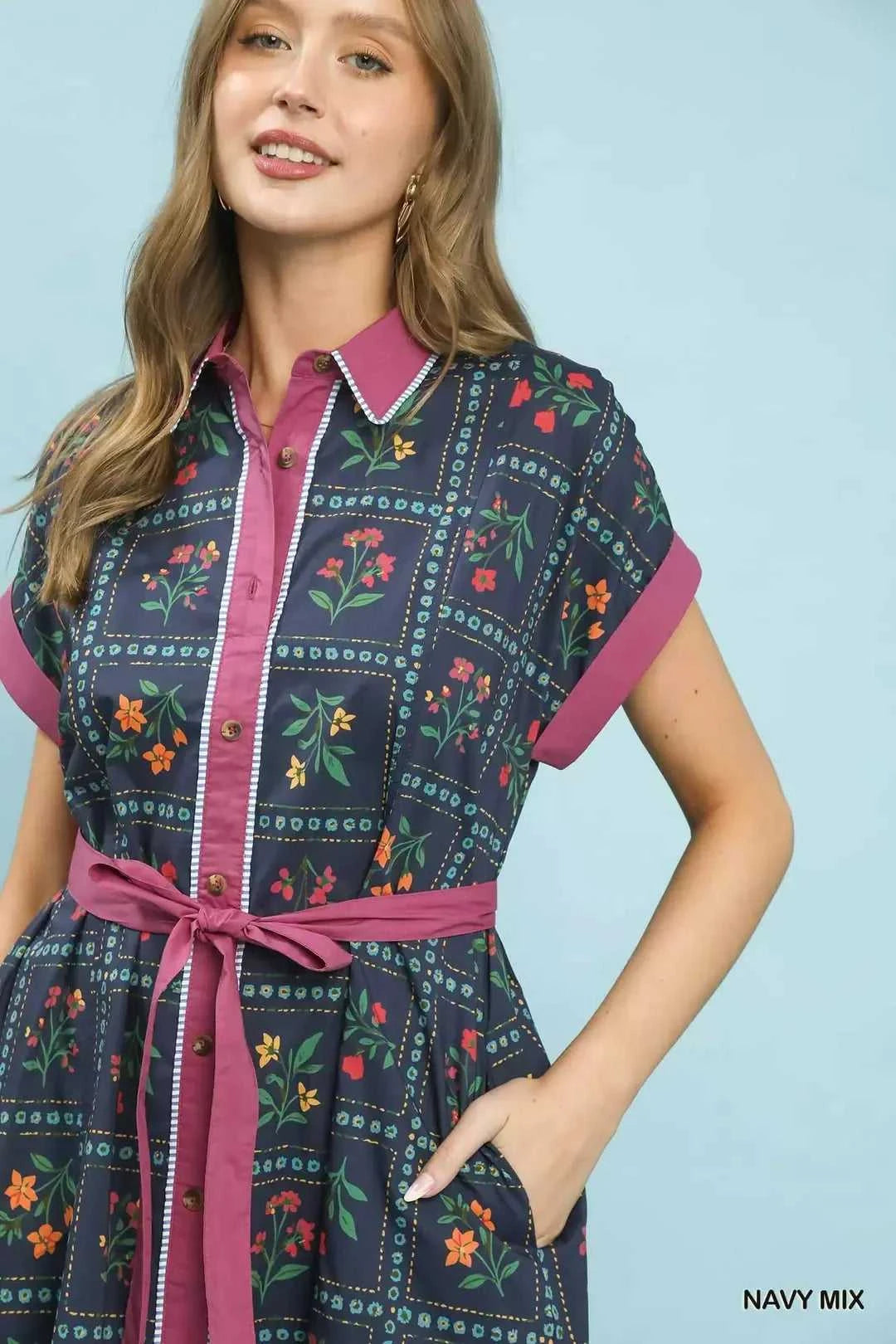 Umgee Mix Floral Button-Front Midi Dress 100100418991271 62 Affordable Fashion Under $100 Jerry's Apparel 