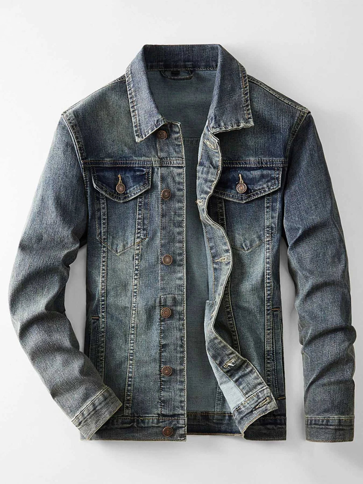 Men's Plus Size Vintage Wash Denim Jacket 100400969328187 109 Fashion Forward Plus Size Clothing Jerry's Apparel 