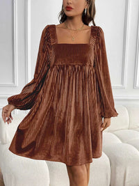 Velvet Square Neck Long Sleeve Dress 100100004568053 56 Affordable Fashion Under $100 Jerry's Apparel 