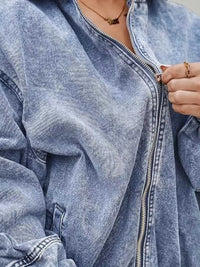 Vintage Washed Zip Up Hooded Denim Jacket 101003931573383 64 Affordable Fashion Under $100 Jerry's Apparel 