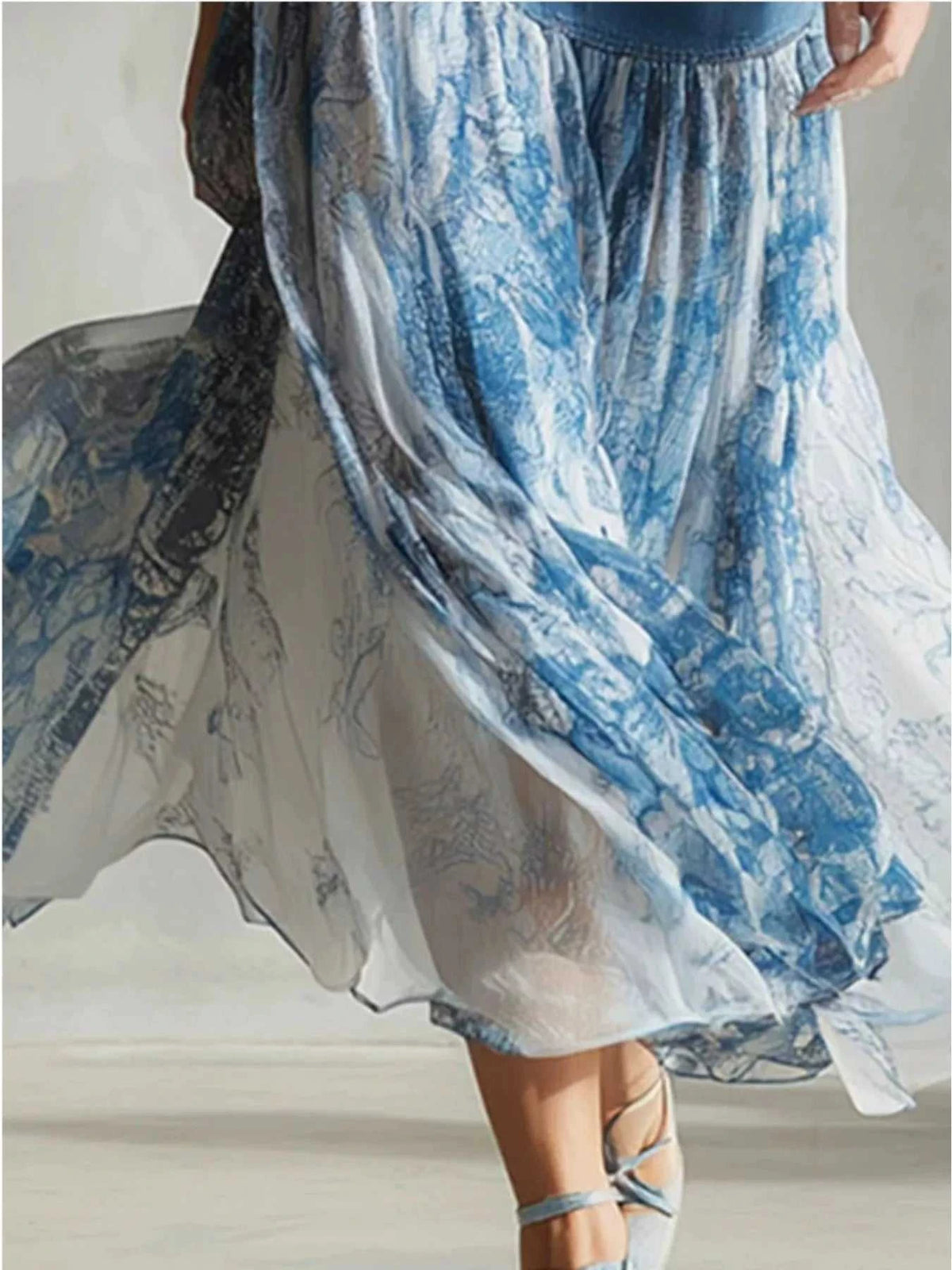 Denim-Paneled Floral Print Skirt 101001978308010 53 Affordable Fashion Under $100 Jerry's Apparel 