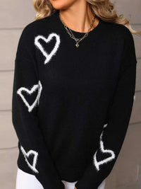 Valentine's Day Heart Print Crew Neck Sweater 100100466321617 50 Gifts for Her Jerry's Apparel 