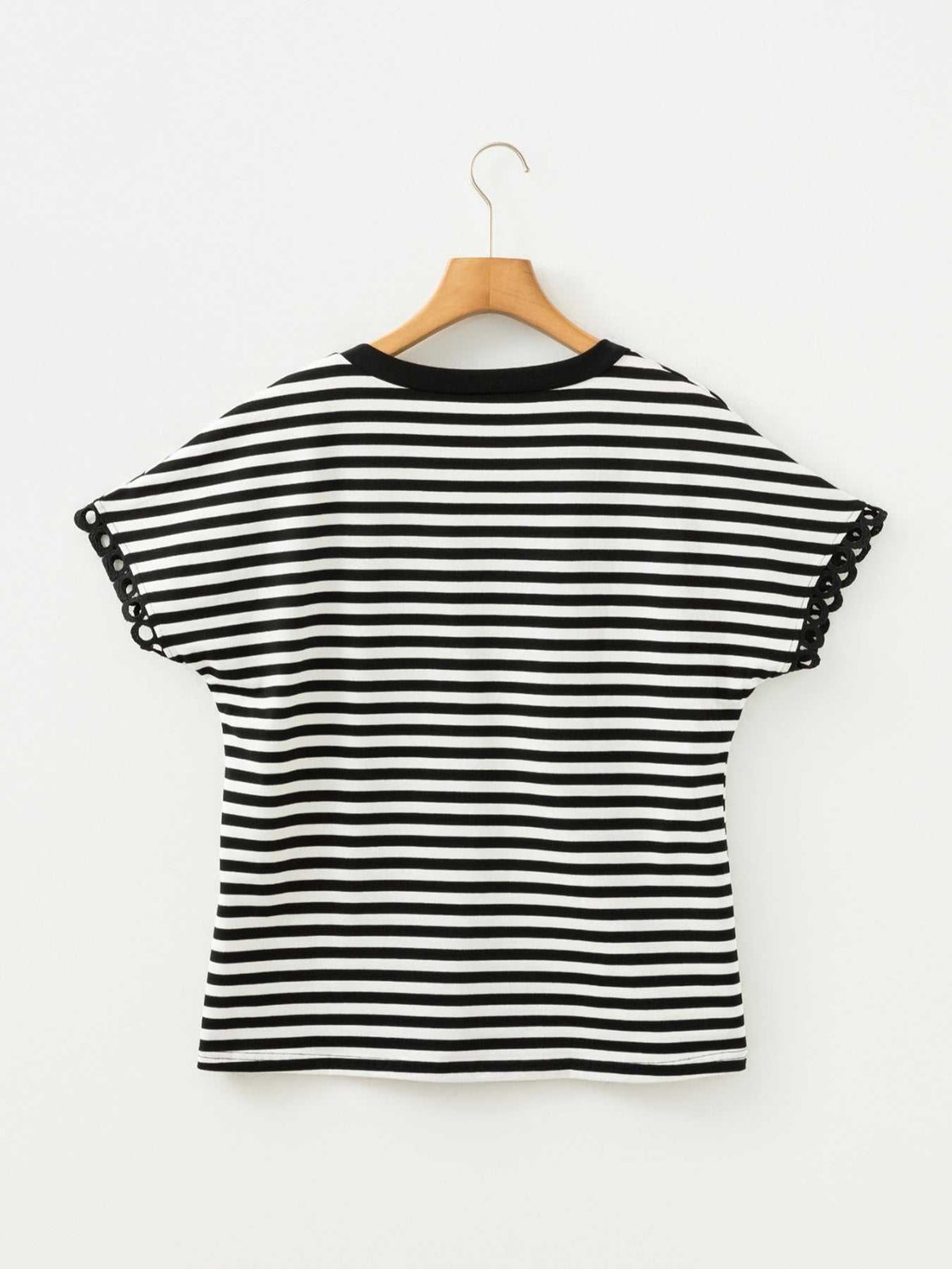 Striped V-Neck Scalloped Short Sleeve T-Shirt 100100813641731 25 Affordable Fashion Under $100 Jerry's Apparel 