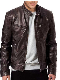 Men's Full Size Leather Biker Jacket with Zipper Pockets Plus Size 100400980565506 68 Affordable Fashion Under $100 Jerry's Apparel 