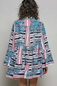 POL Striped Floral Long Sleeve Mini Dress with Pintuck Detail 100100459401126 52 Affordable Fashion Under $100 Jerry's Apparel 