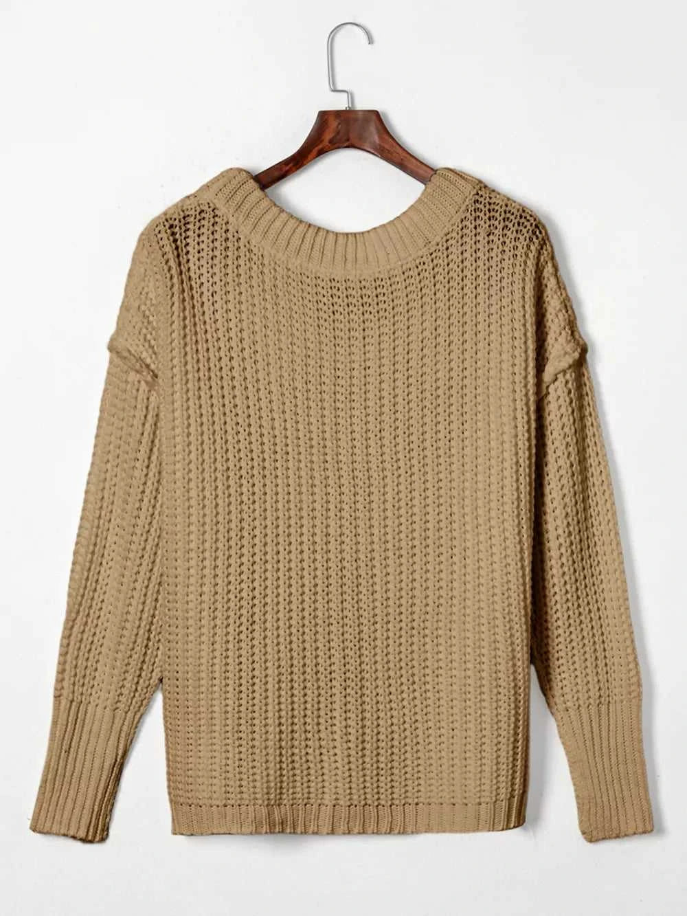 Ribbed Knit Round Neck Slouchy Chunky Sweater 100100533705787 48 Affordable Fashion Under $100 Jerry's Apparel 