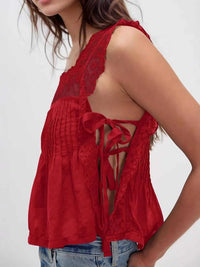 Lace-Trimmed Eyelet Square Neck Top 100100853981387 43 Affordable Fashion Under $100 Jerry's Apparel 