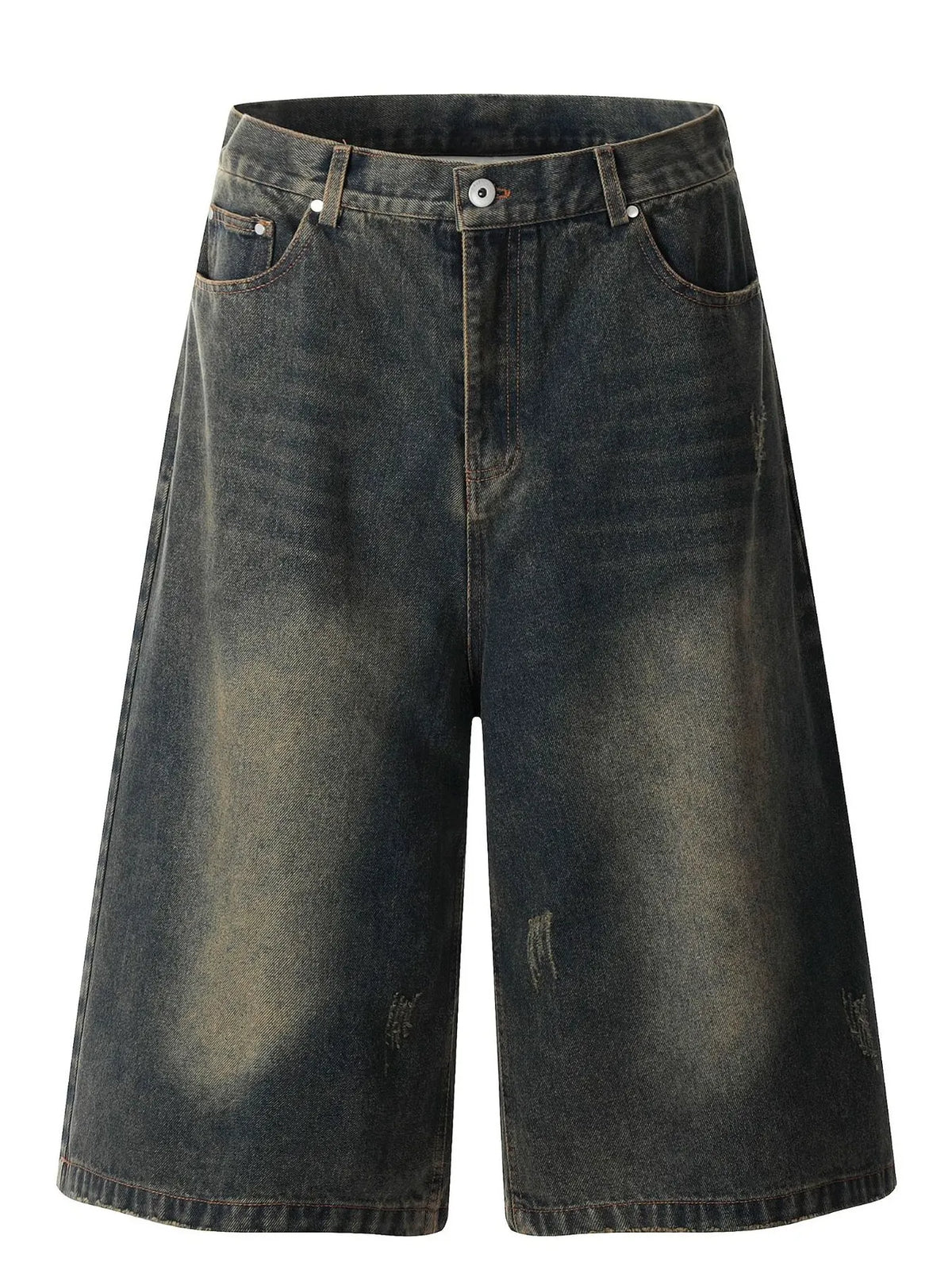 Men's Washed High-Waist Baggy Denim Shorts