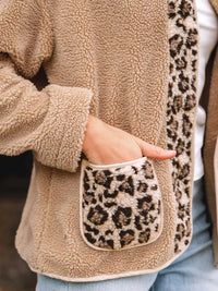 Casual Leopard Print Accent Plush Jacket with Pockets 100100351543106 61 Affordable Fashion Under $100 Jerry's Apparel 