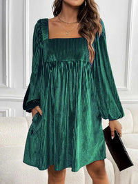 Velvet Square Neck Long Sleeve Dress 100100004568053 56 Affordable Fashion Under $100 Jerry's Apparel 