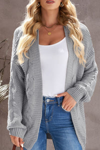 Cable-Knit Open Front Cardigan