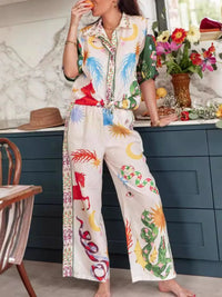 Printed Half Sleeve Shirt and Pants Set