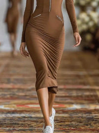 Full Size Zip-Front Bodycon Midi Dress Plus Size 101001488194911 56 Affordable Fashion Under $100 Jerry's Apparel 