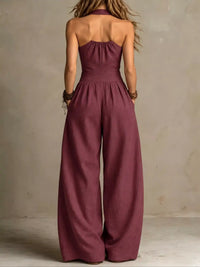 Full Size Halter Neck Wide-Leg Jumpsuit Plus Size 101001857800379 54 Affordable Fashion Under $100 Jerry's Apparel 