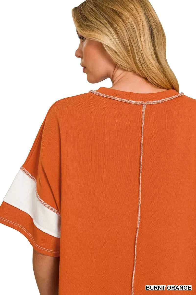 Zenana French Terry Striped Exposed Seam Top 100100815761548 24 Affordable Fashion Under $100 Jerry's Apparel 