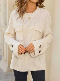 Pocket Detail Round Neck Sweater 100100321906852 48 Affordable Fashion Under $100 Jerry's Apparel 