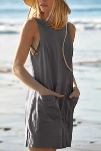 Lovelet Round Neck Sleeveless Romper with Pockets 100100661551405 26 Affordable Fashion Under $100 Jerry's Apparel 