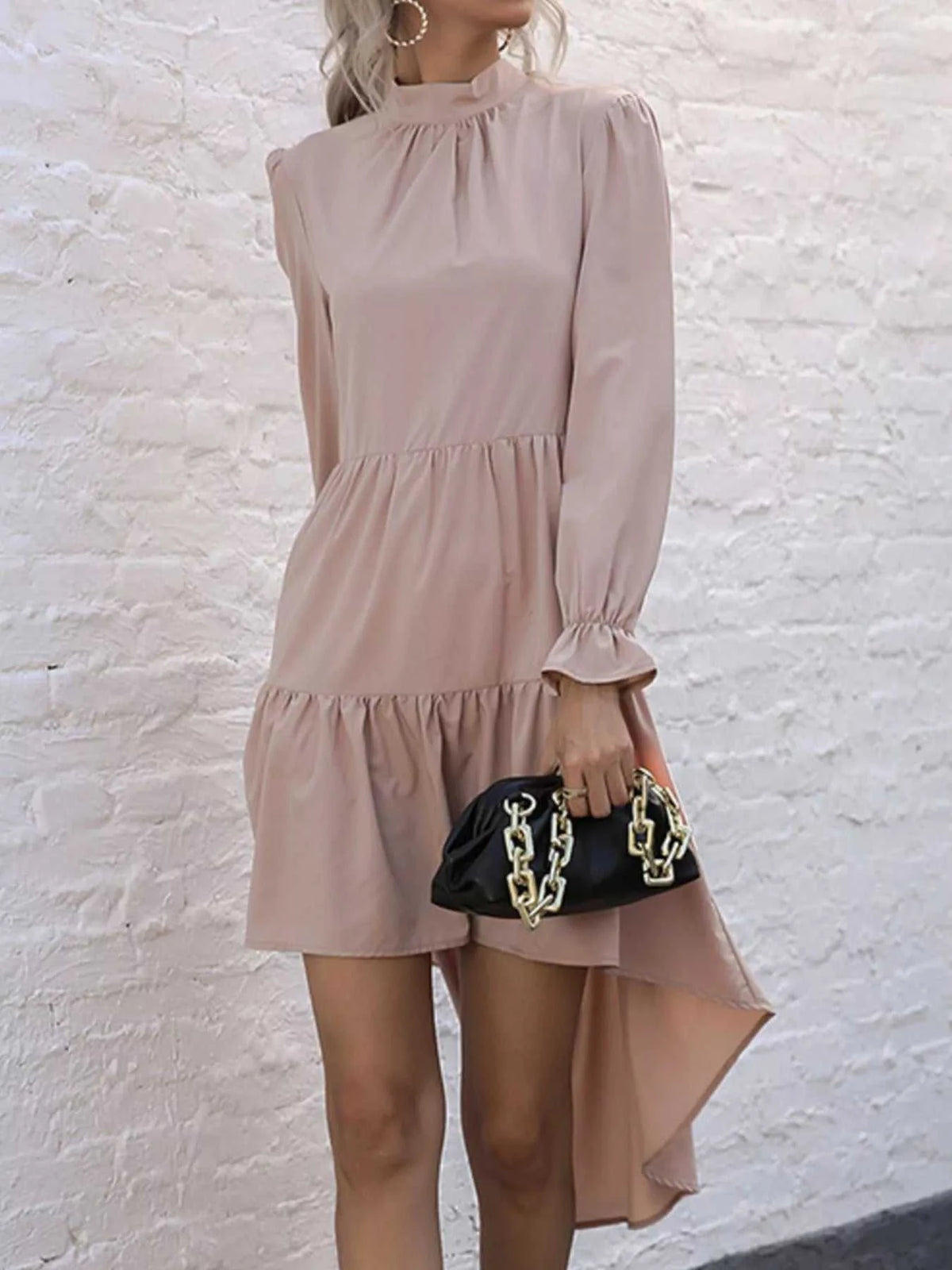 High-Low Flounce Sleeve Dress 100100575256203 31 Affordable Fashion Under $100 Jerry's Apparel 
