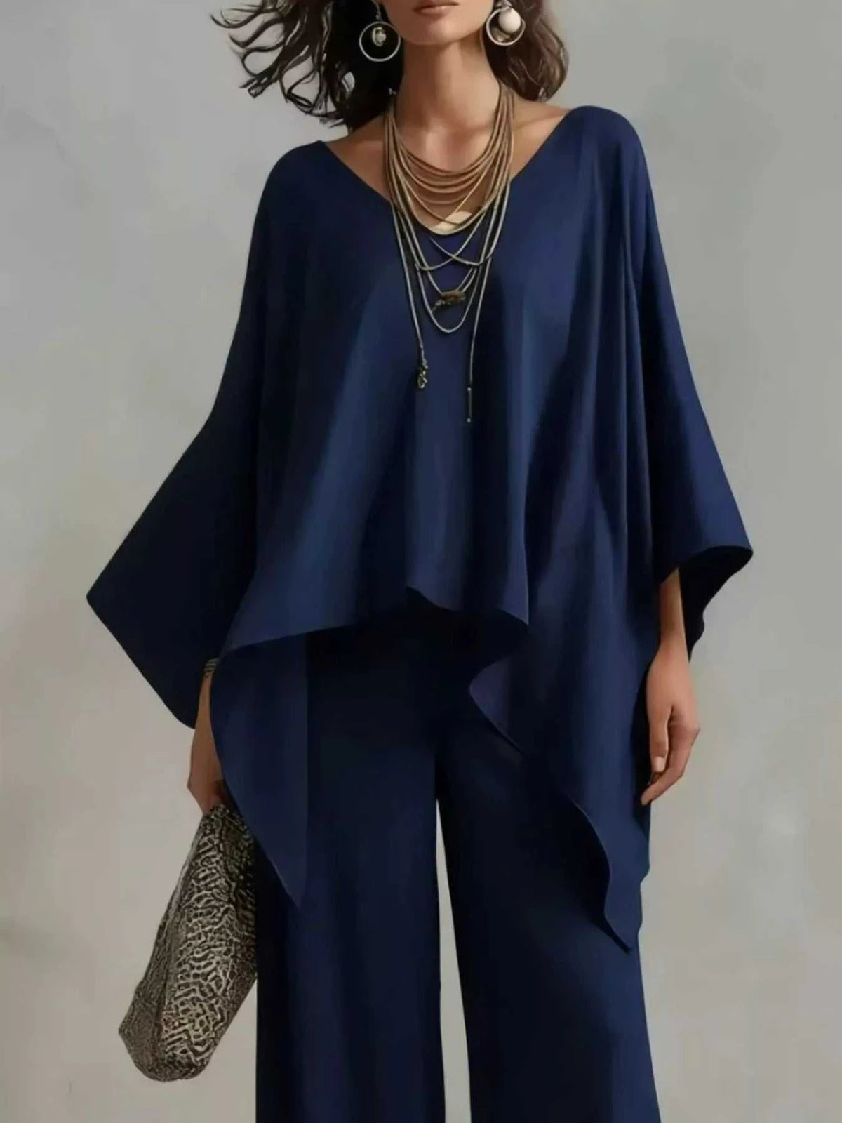 Full Size V-Neck Batwing Sleeve Top and Wide-Leg Pants Two-Piece Set Plus Size 101001622126795 46 Affordable Fashion Under $100 Jerry's Apparel 