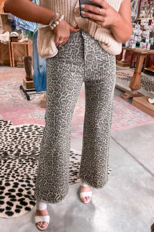 Leopard Frayed Edge Wide Leg High Waist Jeans 100100523924529 57 Affordable Fashion Under $100 Jerry's Apparel 
