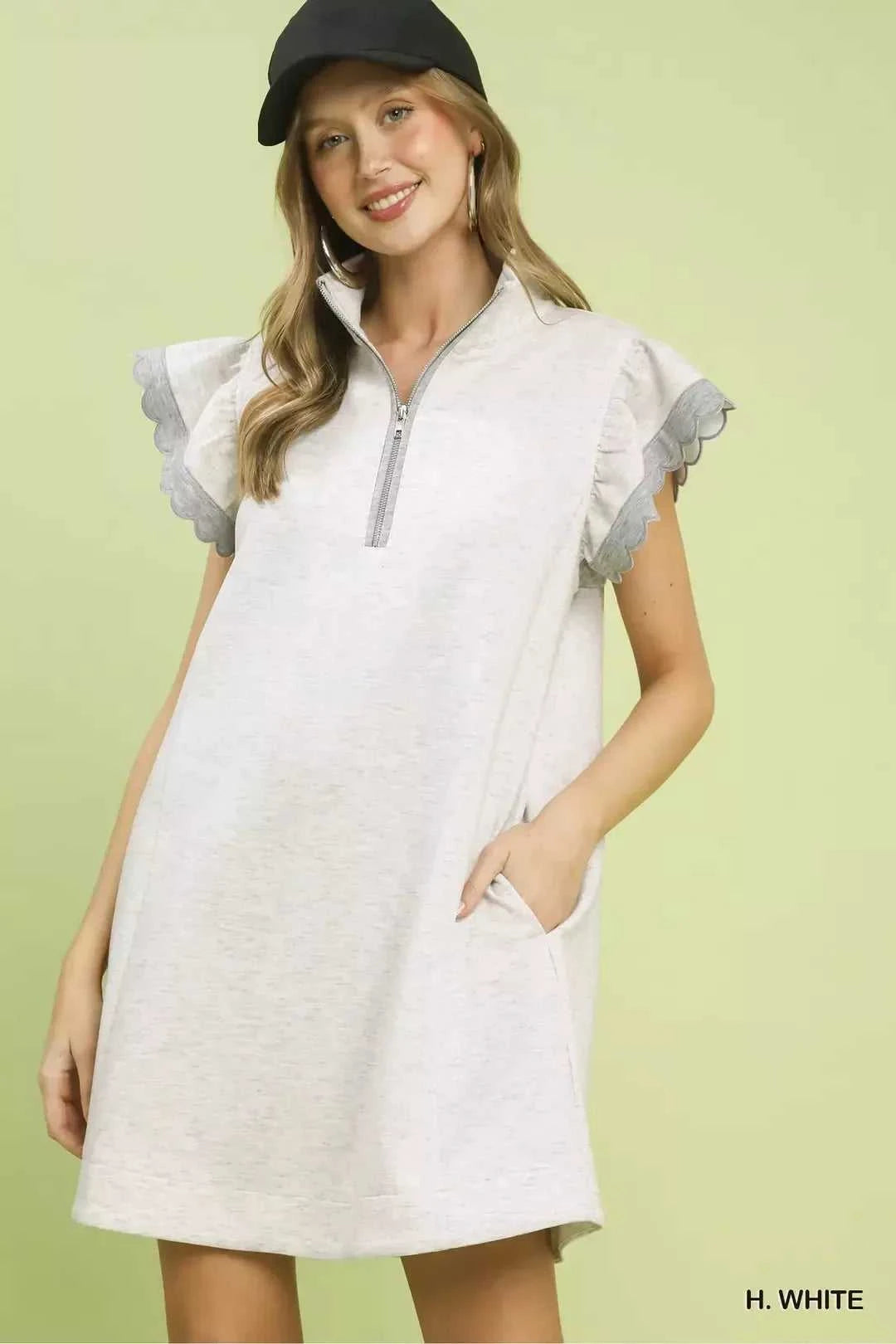 Umgee Zip-Neck Flutter Sleeve Dress 100100398431376 62 Affordable Fashion Under $100 Jerry's Apparel 