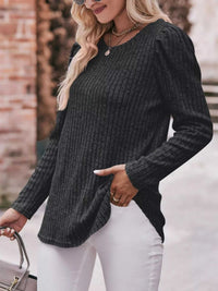 Ribbed Knit Puff Sleeve T-Shirt 100100962471478 28 Affordable Fashion Under $100 Jerry's Apparel 