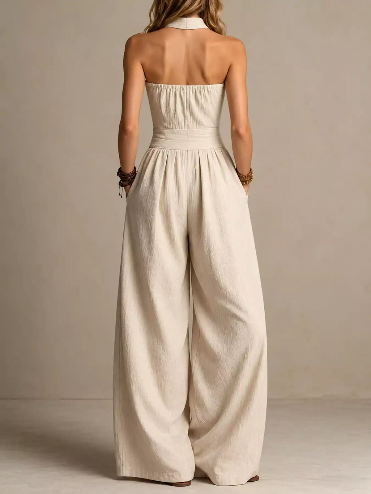 Full Size Halter Neck Wide-Leg Jumpsuit Plus Size 101001857800379 54 Affordable Fashion Under $100 Jerry's Apparel 
