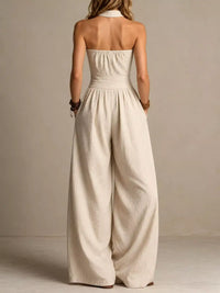 Full Size Halter Neck Wide-Leg Jumpsuit Plus Size 101001857800379 54 Affordable Fashion Under $100 Jerry's Apparel 