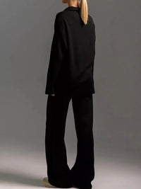 Polo Collar Top and Wide-Leg Pants Set 101001876960393 74 Affordable Fashion Under $100 Jerry's Apparel 