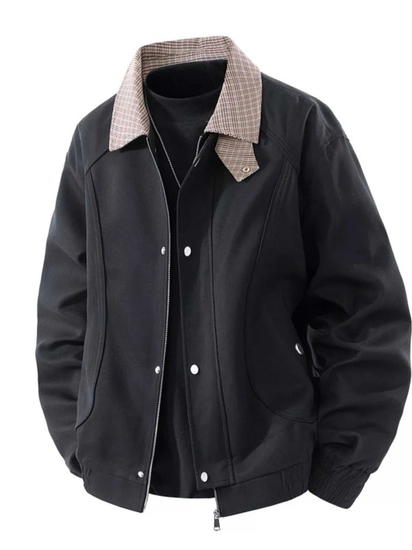 Men's Plus Size Casual Plaid Collar Zip Up Jacket 100400702353744 79 Affordable Fashion Under $100 Jerry's Apparel 