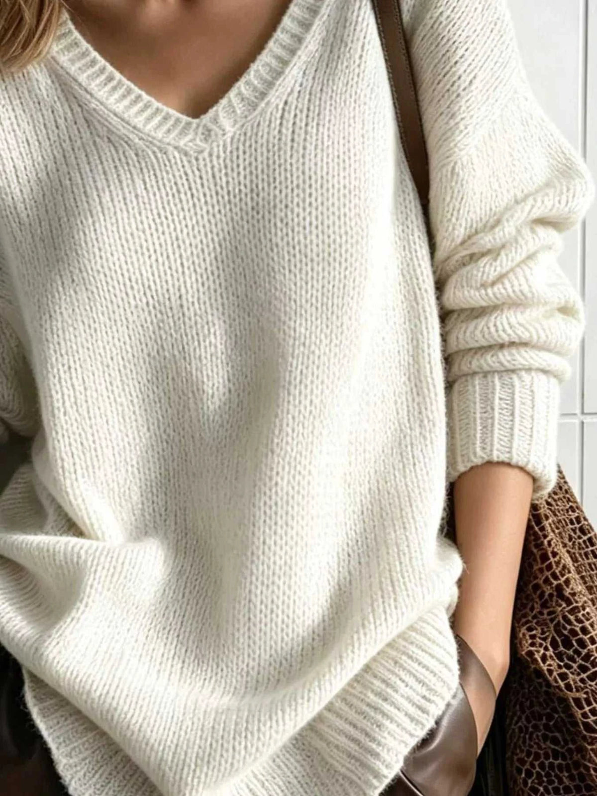 V-Neck Dropped Shoulder Sweater 101002004477831 44 Affordable Fashion Under $100 Jerry's Apparel 