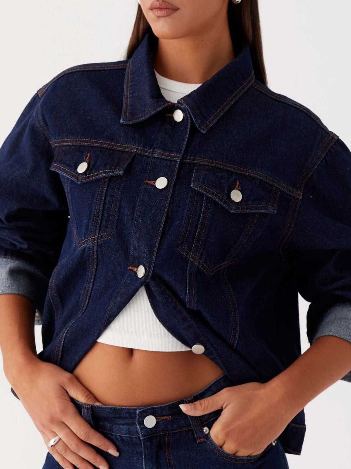Button Down Cropped Oversized Denim Jacket 100100003789645 47 Affordable Fashion Under $100 Jerry's Apparel 