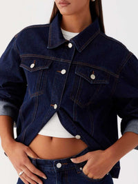 Button Down Cropped Oversized Denim Jacket 100100003789645 47 Affordable Fashion Under $100 Jerry's Apparel 