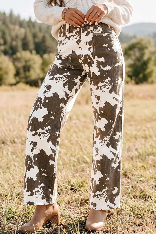 Abstract Pattern Regular Fit Full-Length Western Style Jeans 101003774913738 70 Affordable Fashion Under $100 Jerry's Apparel 