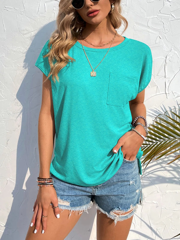 Side Slit Round Neck T-Shirt