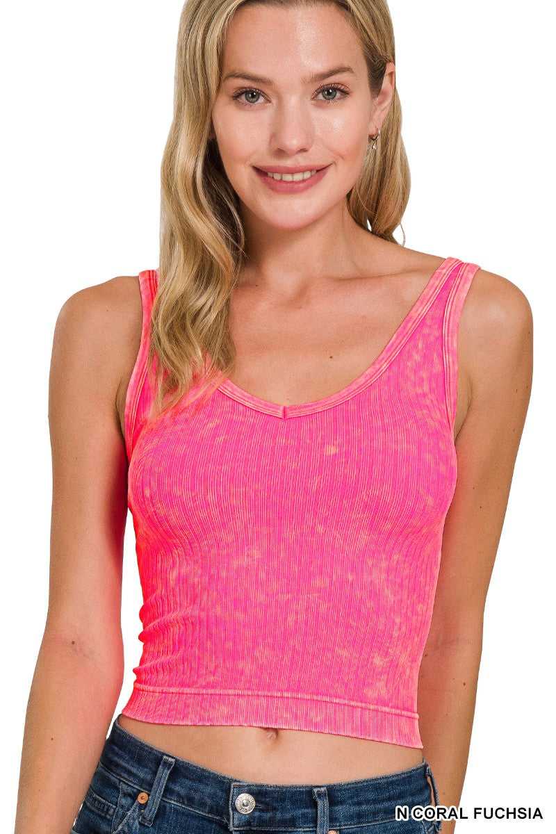 Zenana Washed Ribbed Seamless Cropped V-neck Tank Top 100100011441489 23 Affordable Fashion Under $100 Jerry's Apparel 