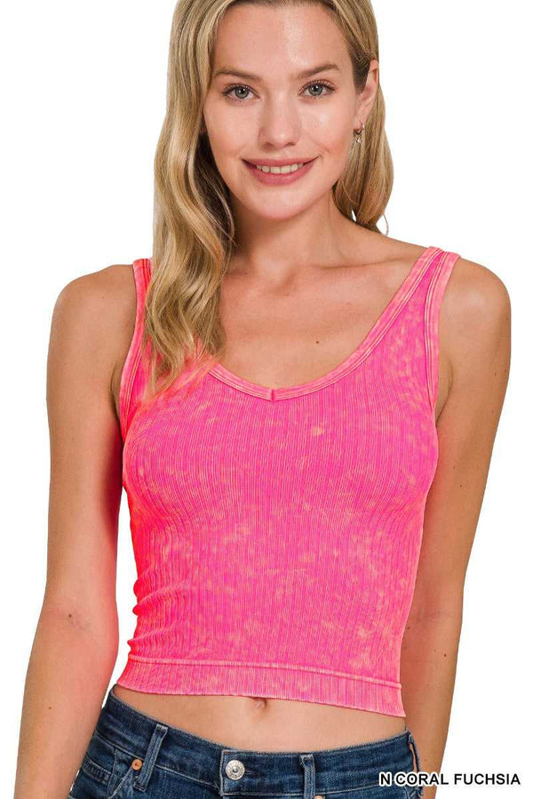 Zenana Washed Ribbed Seamless Cropped V-neck Tank Top 100100011441489 23 Affordable Fashion Under $100 Jerry's Apparel 