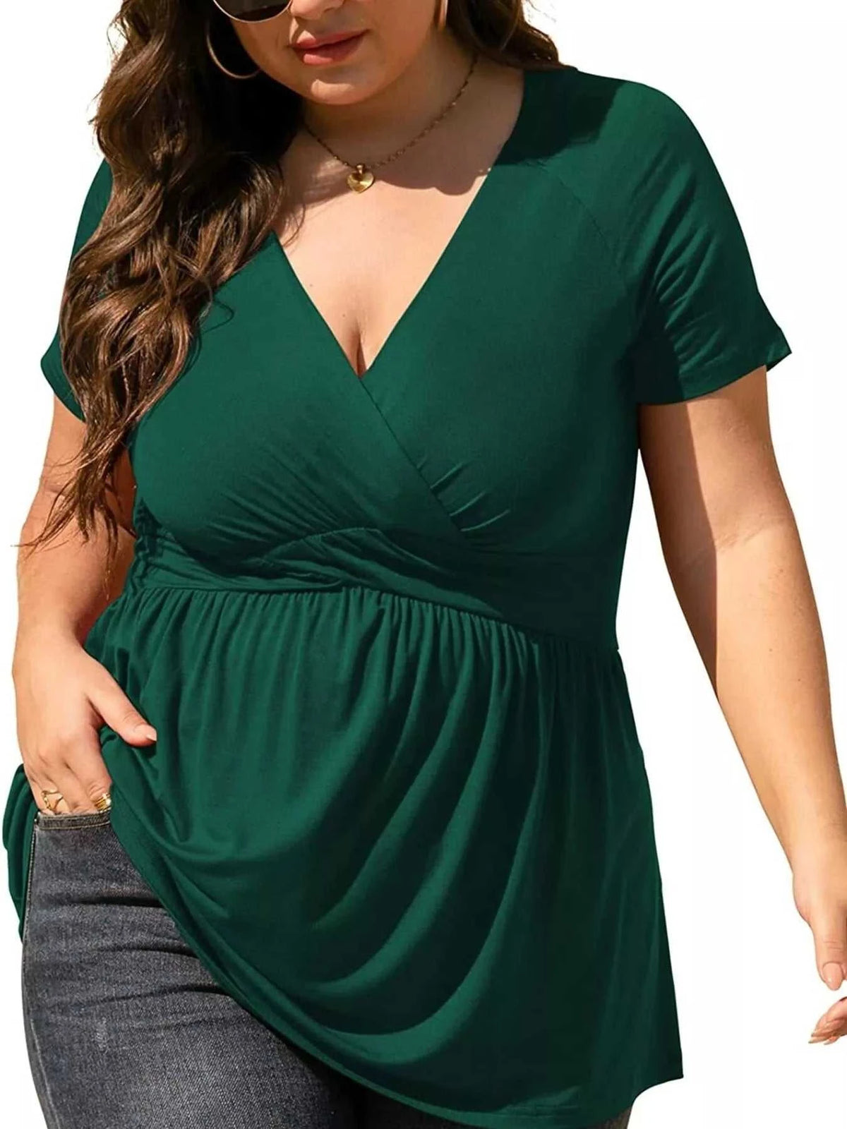 Plus Size Surplice Short Sleeve T-Shirt 100100382914132 26 Affordable Fashion Under $100 Jerry's Apparel 