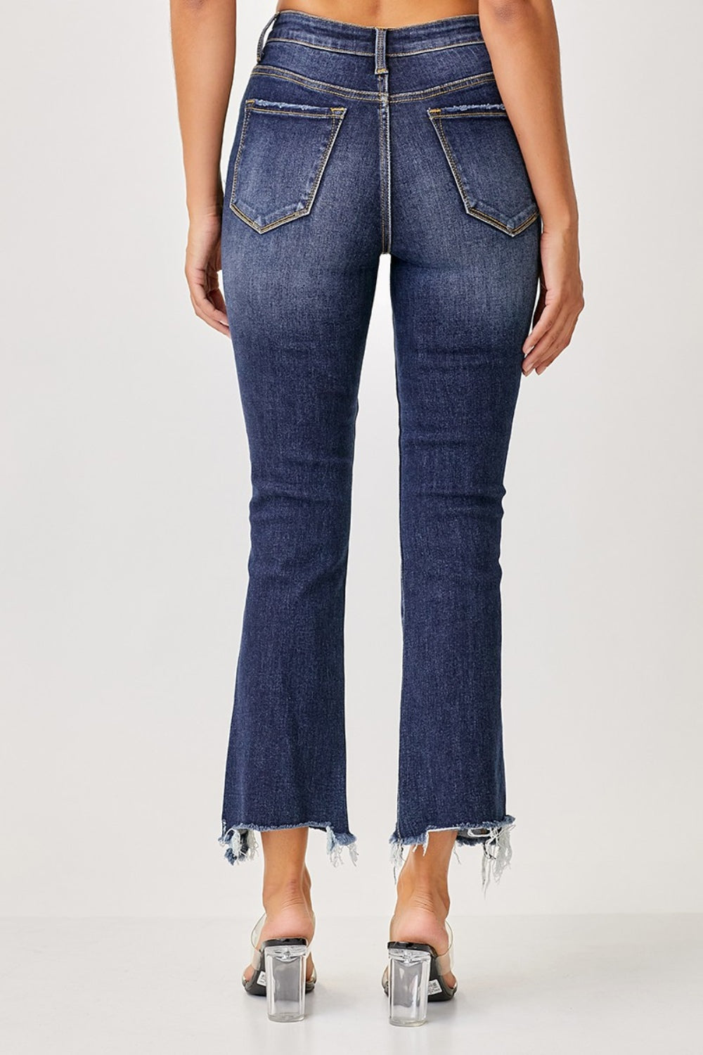 Full Size Frayed Hem Cropped Straight Jeans