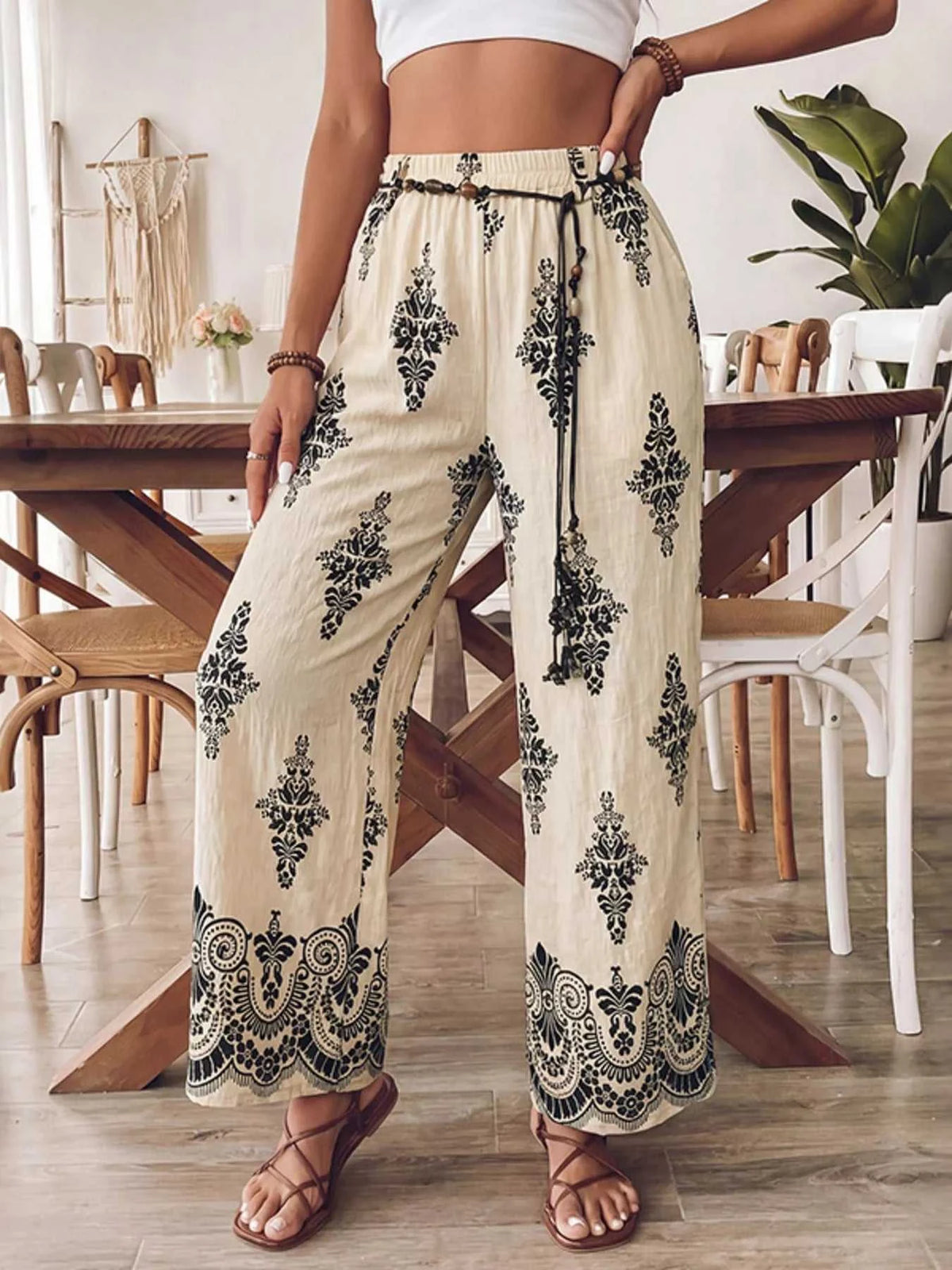 Boho Print Wide Leg Pants 100100713043655 36 Seasonal Fashion Collections Jerry's Apparel 