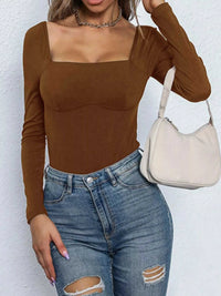 Square Neck Long Sleeve Bodysuit 100100815021205 33 Affordable Fashion Under $100 Jerry's Apparel 