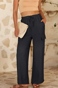Drawstring Frilled Waist Wide Leg Utility Trousers 100100664290960 36 Affordable Fashion Under $100 Jerry's Apparel 