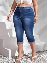 Plus Size Rolled Hem High Waist Denim Capri Jeans 100100261831882 41 Affordable Fashion Under $100 Jerry's Apparel 