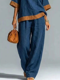 Full Size Contrast Trim Top and Wide Leg Pants Set Plus Size 101001836146473 46 Affordable Fashion Under $100 Jerry's Apparel 