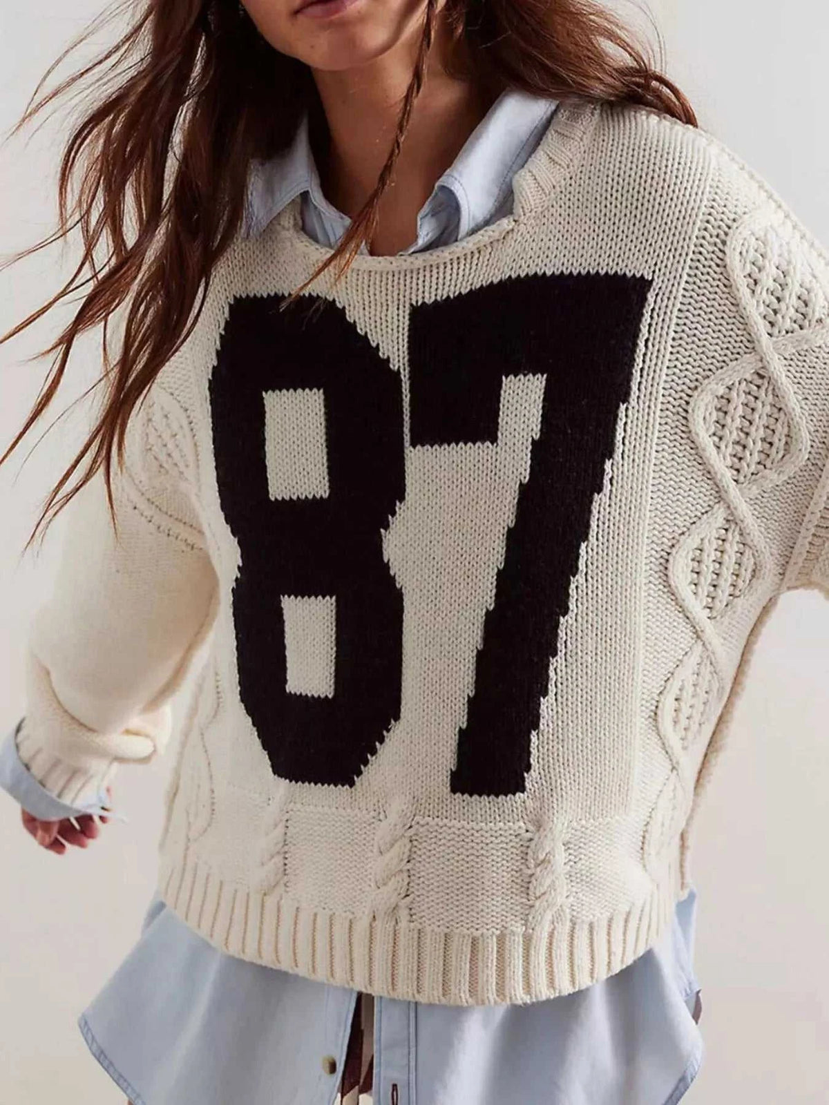 87 Number Cable-Knit Sweater 100100339024301 49 Affordable Fashion Under $100 Jerry's Apparel 