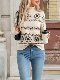 Geometric Turtleneck Long Sleeve Sweater 100100056621084 45 Affordable Fashion Under $100 Jerry's Apparel 