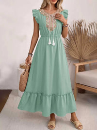 Tie Neck Ruffle Sleeve Maxi Dress 100100626319052 44 Affordable Fashion Under $100 Jerry's Apparel 